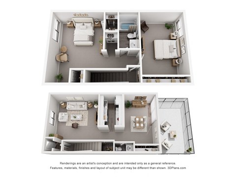 Floor plan for 2 beds, 1.5 baths, 1088 sqft